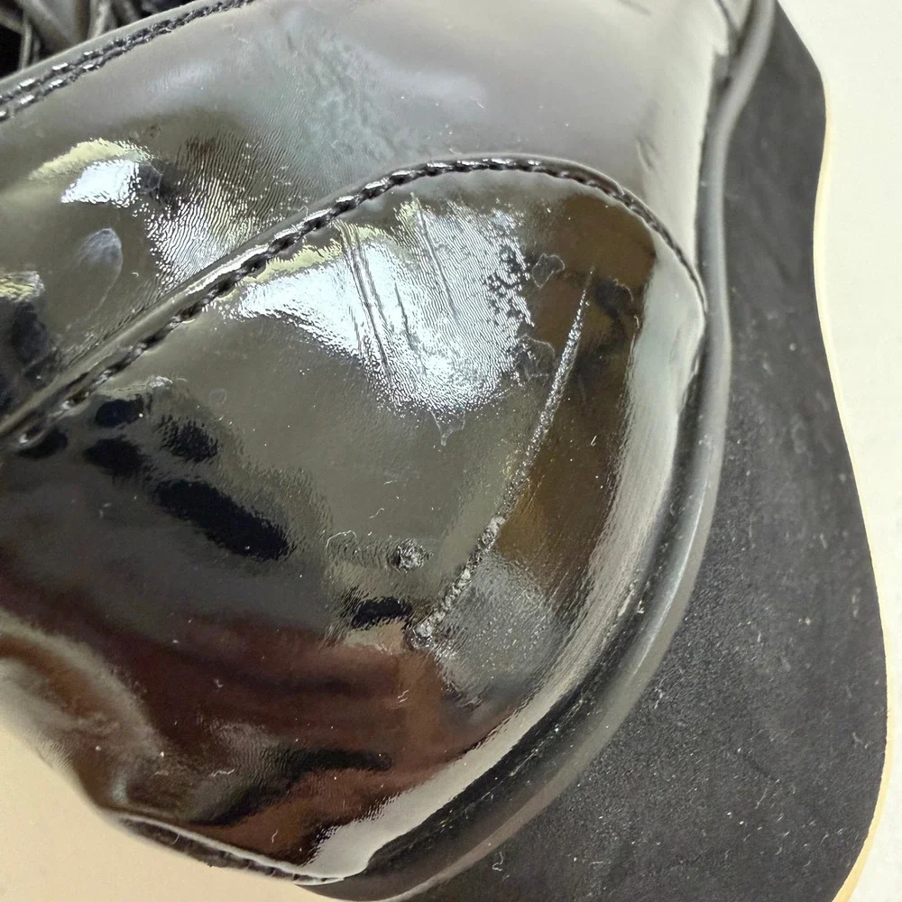 Vincis Bench VTG Black Patent Leather Platform Oxfords‎ Grunge Shoes 23.5 6.5 7